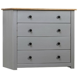 vidaXL Side Cabinet Gray 31.5"x15.7"x28.7" Pine Panama Range - 1 of 4