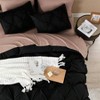 Black Queen Pinch Pleat Duvet Cover Set, 3 Pieces with Zipper Corner Ties, 90x90 Inch. - 4 of 4