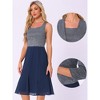INSPIRE CHIC Women's Print Contrast A-Line Flowy Dresses Sequin Jacket Dress Suit 2 Pcs Sets - 2 of 4