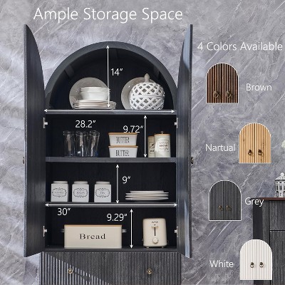 SinCiDo Arched Cabinet, 71 "High Pantry Cabinet, with Adjustable Shelves and 2 Large Drawers, Cabinet, for Living Room, Bathroom, Kitchen