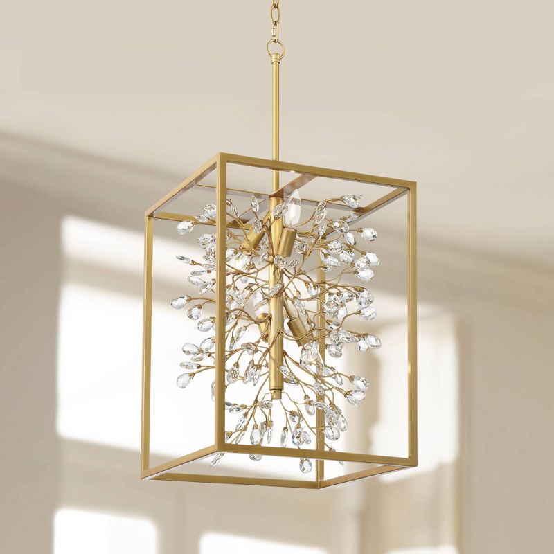 Possini Euro Design Light Brass Gold Pendant Chandelier 15 1/4" Wide Modern Clear Crystal 4-Light Fixture for Dining Room House, 2 of 10