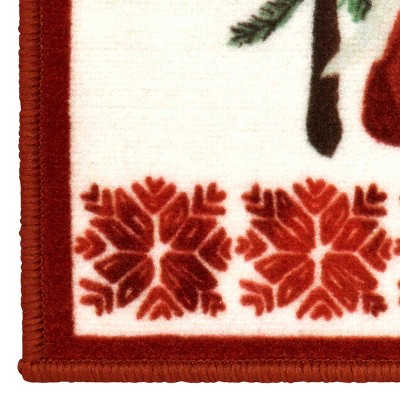 Festive Christmas Gnomes Polyester Rug with Red Border