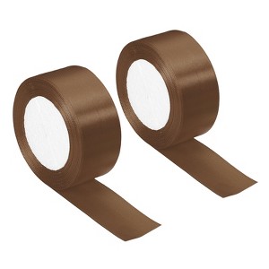 Unique Bargains Single Side Solid DIY Wrapping Decoration Roll Satin Ribbons 2 Pcs - 1 of 4