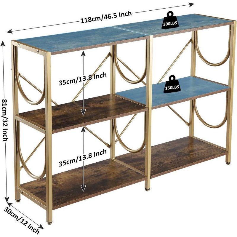 Console Table with Storage Shelves, 3 Tier Industrial Entryway Table, 46.5", 3 of 7