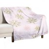 FIONECA Pink And Gold Snowflake Printed Cozy Fleece Blanket Christmas Holiday Decor Soft Warm Throw Blanket 30x40 inches - 2 of 4