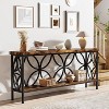 LITTLE TREE 70.9" Narrow Entryway Console Table with Storage Shelf Rustic Brown - 3 of 4