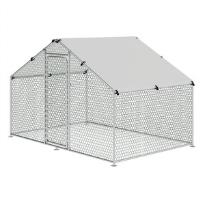 XBRIGH Large Metal Chicken Coop Walk-in Poultry Cage Chicken Run Pen Duck House with Waterproof and Anti-Ultraviolet for Outdoor Farm Use Spire Roof - 1 of 4
