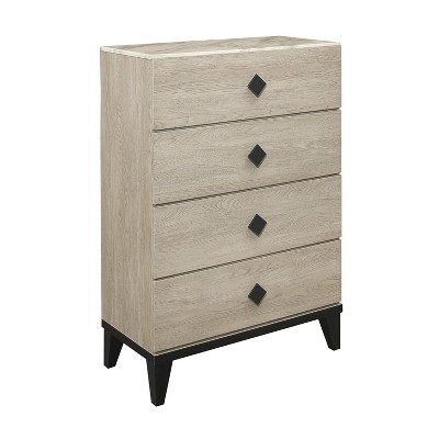 NicBex 4 Drawers Nightstand,Bedside Table with Diamond Shaped Black Metal Handles,Modern Side Table for Bedroom
