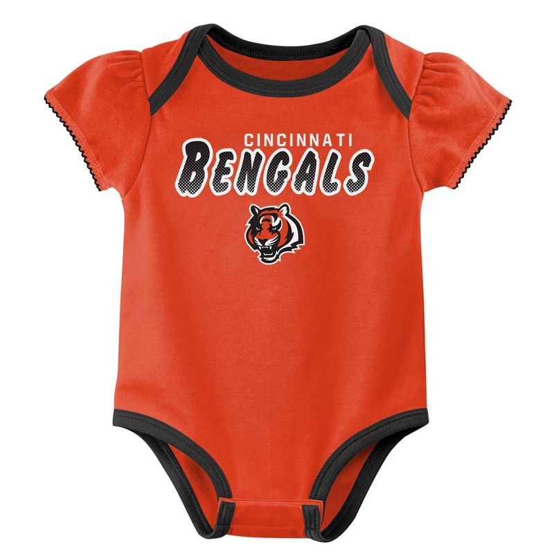 NFL Cincinnati Bengals Baby Girls&#39; Onesies 3pk Set, 3 of 5