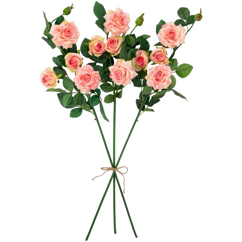 Northlight Set of 6 Light Pink Real Touch Rose Artificial Floral Sprays, 35", 3 of 9