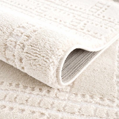 Ryuu Ivory High Pile Shag Area Rug 2' x 3'
