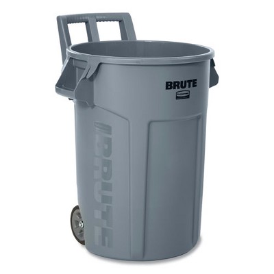 Rubbermaid Commercial Vented Wheeled BRUTE Container, 32 gal, Plastic, Gray