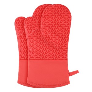 REGALWOVEN Silicone Thick Cotton Lining Heat Resistant Oven Mitts 12.8 x 7.5 Inch Set of 2 - 1 of 4
