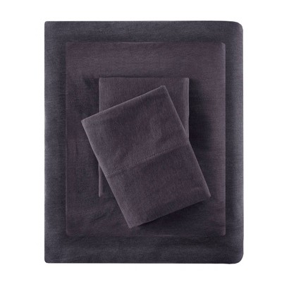 Queen Cotton Blend Jersey Knit All Season Sheet Set Dark Gray