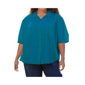 Women's Cotton Short Sleeve Collar Shirt - Plus - On The Plus Side - 1 of 1
