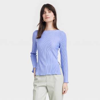 Women's Long Sleeve Plisse Top - A New Day™