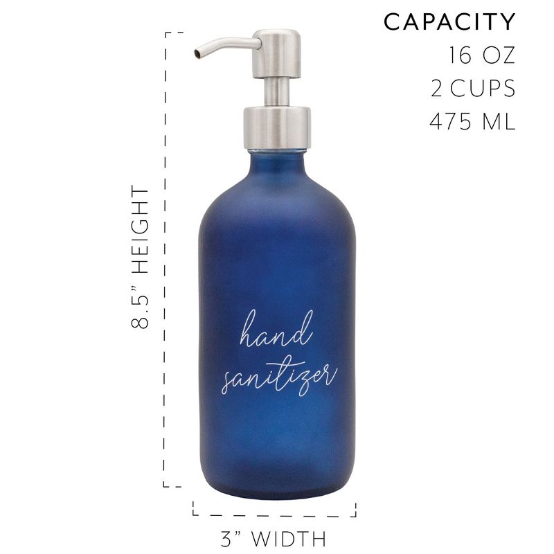 Darware Lotion / Sanitizer Pump Bottles 2pc Set; Glass Pump Dispenser Bottles for Hand Care, Pre-Labeled, 3 of 8