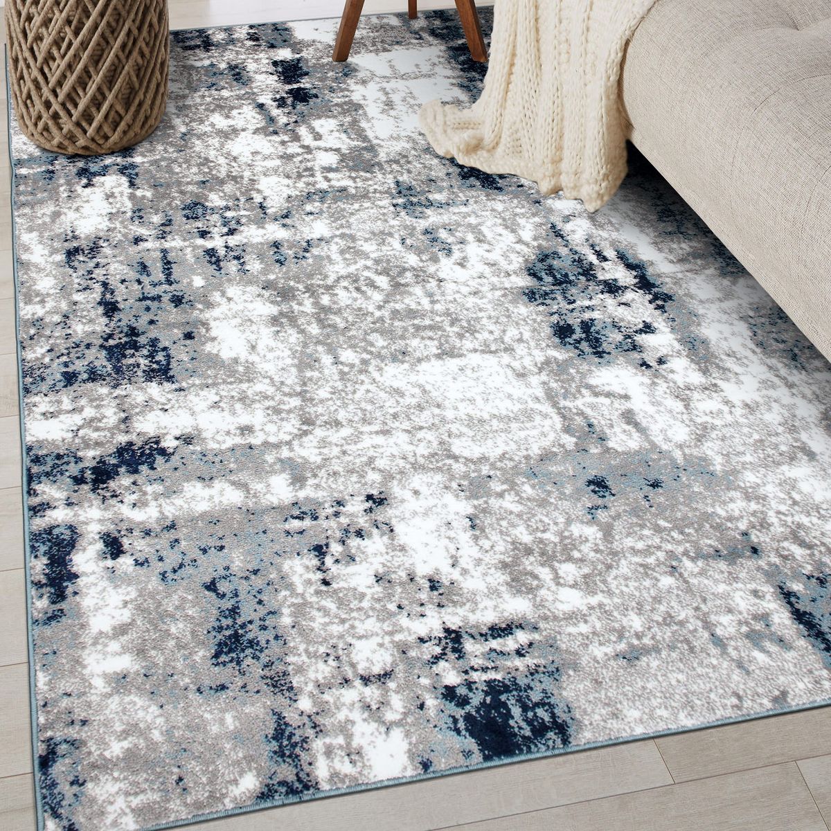World Rug Gallery Contemporary Abstract Distressed Area Rug: Stain-Resistant, Low Pile, Indoor Runner - thumbnail 10