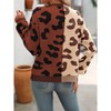 Women's Leopard Print Cardigan V Neck Long Sleeve Color Block Button Down Oversized Sweater Outwear - 4 of 4