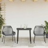 vidaXL 3 Piece Patio Dining Set - Black Poly Rattan - Cushion Seats - Tempered Glass Table - Outdoor Garden Furniture - 3 of 4