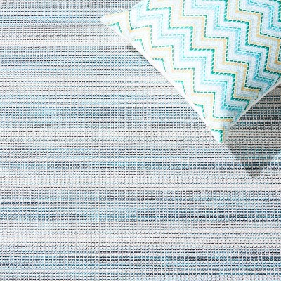 Aqua and Ivory Hand-Knotted Wool Rectangular Rug