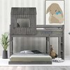 TiramisuBest Wooden Twin Over Full Bunk Bed,Loft Bed with Playhouse,Farmhouse,Ladder and Guardrails,Antique Gray - 2 of 4