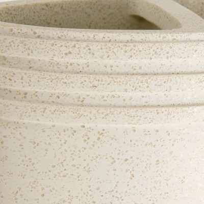 Beige Resin and Wood 4-Piece Bathroom Accessory Set