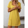 Womens Solid Color Casual Summer Square Neck Short Sleeve Mini Dresses with Pockets - 3 of 4