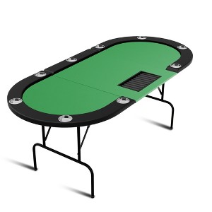 Poker Game Table - 1 Iron Leg, 9 Hole Ring Design, Durable Build, Smooth Playing Surface, Perfect for Poker Games - 1 of 4