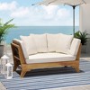 Patio Sofa, Modern Outdoor Sofa With Lath Splicing, Cross Strap Waistband Design, Waterproof Pad, Cushion, Scalable Sofa Couch - 2 of 4