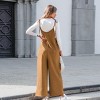 Women's Camel Faux Suede Wide Leg Jumpsuit - Cupshe - 4 of 4