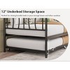 Daybed with Trundle Bed, Twin Size Day Bed with Pull-Out Trundle, Daybed with Love-Heart Headboard, Steel Slat Support, Metal Sofa Day Bed - 4 of 4