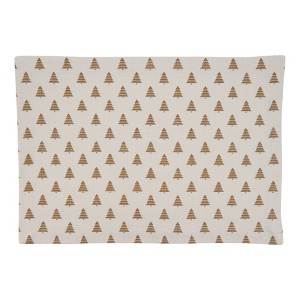 Saro Lifestyle Christmas Trees Placemat, 14"x20" Oblong, Gold (Set of 4) - 1 of 4