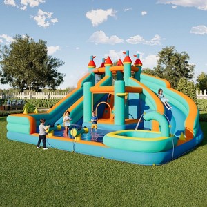 AMERLIFE Bounce House, Inflatable Bouncer with Air Blower, Jumping Castle with Slide - 1 of 4