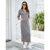 3/4 Sleeve Pullover Zipper Neckline (Front Pocket) Hooded Sweater Side Slit Dress - 2 of 4