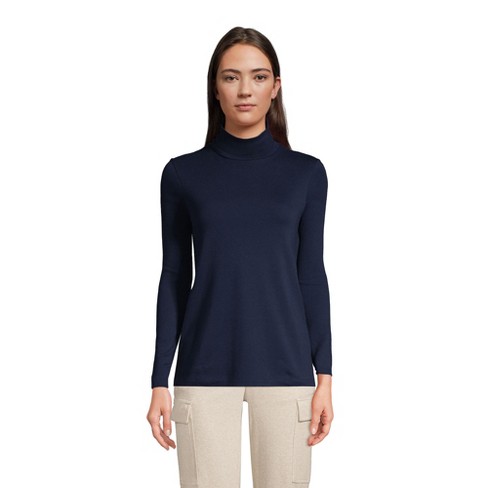Lands' End Women's Supima Cotton Long Sleeve Turtleneck - X-Small - Radiant  Navy