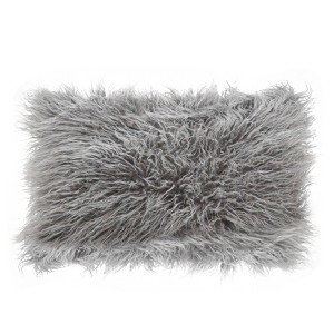 Poly Filled Faux Mongolian Fur Throw Pillow - Saro Lifestyle - 1 of 3