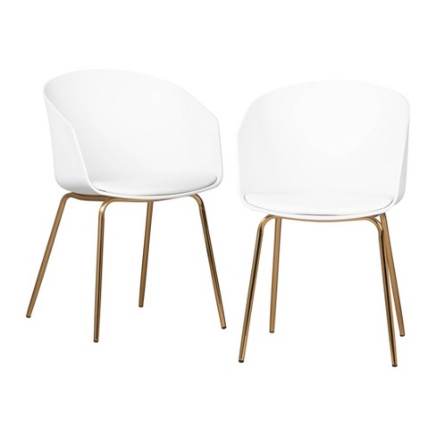 Set Of 2 Flam Dining Chairs With Gold Metal Legs White South Shore Target