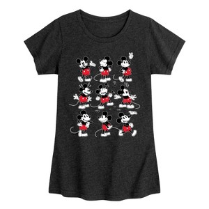 Girls' - Disney - Mickey Poses Grid Fitted Short Sleeve Graphic T-Shirt - 1 of 4
