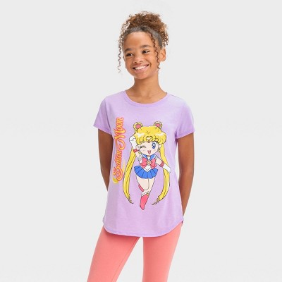 Girls Sailor Moon Chibi Short Sleeve Graphic T shirt Purple