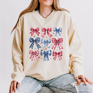 Simply Sage Market Coquette Bow Chart Stars And Stripes Lightweight Garment Dyed Sweatshirt - 1 of 4