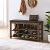 GlasFlength Shoe Racks 3 Tier Shoe Bench Entryway with Cushion Wood Bench with Shoe Storage for Entryway, Brown, 39.5"*12"*22" - 2 of 4