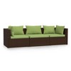 vidaXL Wicker Patio Furniture 3 Piece with Cushions Brown Poly Rattan - 2 of 4