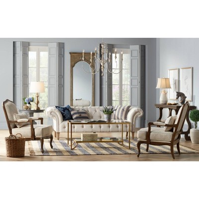 Elegant Antique Brass Candlestick Table Lamp with Off-White Drum Shade