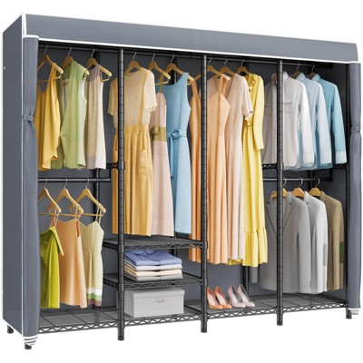 VIPEK V40C Plus Heavy Duty Clothes Rack with Cover, Extra Large Covered Wardrobe Closet Black Rack with Polyester Fabric Cover, Max Load 1300lbs