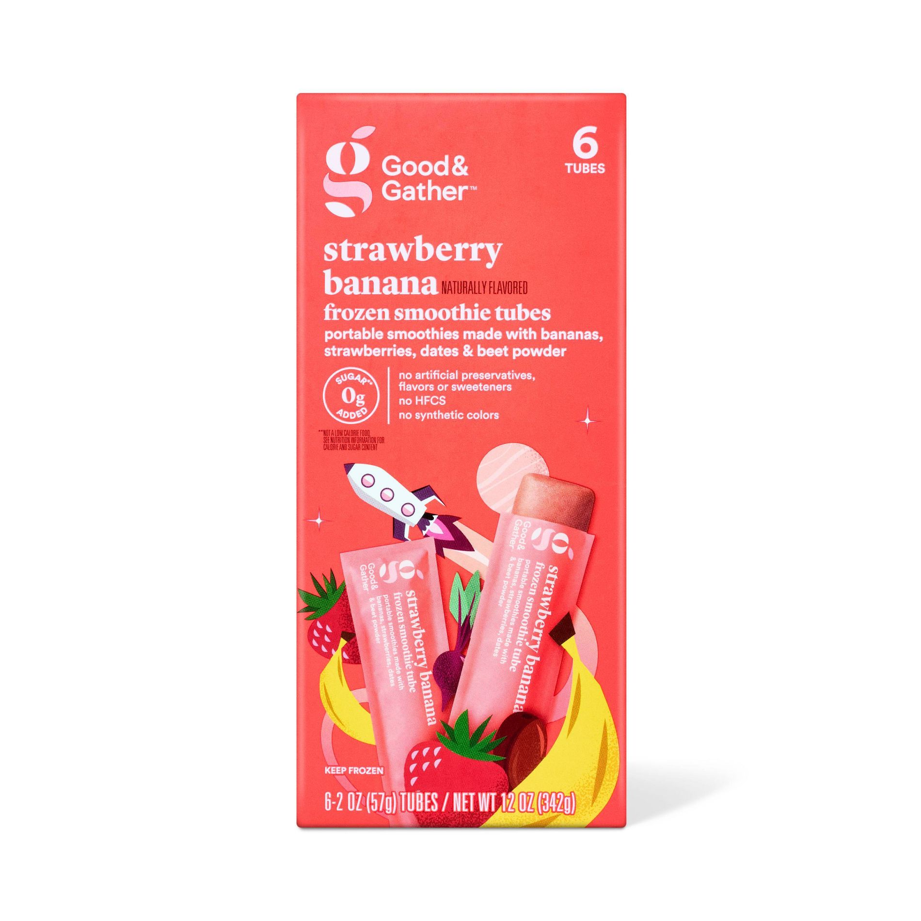 Naturally Flavored Strawberry Banana Frozen Smoothie Tubes - 12oz/6ct - Good & Gather™