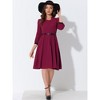 Allegra K Women's A Line Sweetheart Neck 3/4 Sleeve Belt Vintage Cocktail Dresses - 3 of 4