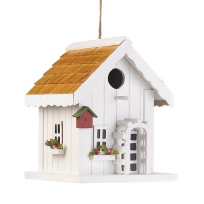 7.125" Happy Home Wood Birdhouse White - Zingz & Thingz