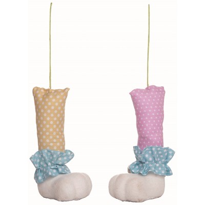 Transpac Small Legs Up Easter Parade Pick Set of 2 Colorful Polyester Decorative Objects for Indoor Easter Decor