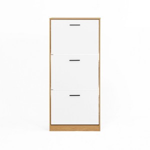 Lirago 3-Door Flip Shoe Cabinet 21.25"x9.44"x47.2" White Panels with Wood Frame-Space-Saving 18-Pair Shoe Organizer - 1 of 4